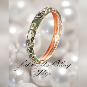 Vintage Cloisonne Floral Enamel Bangle Bracelet